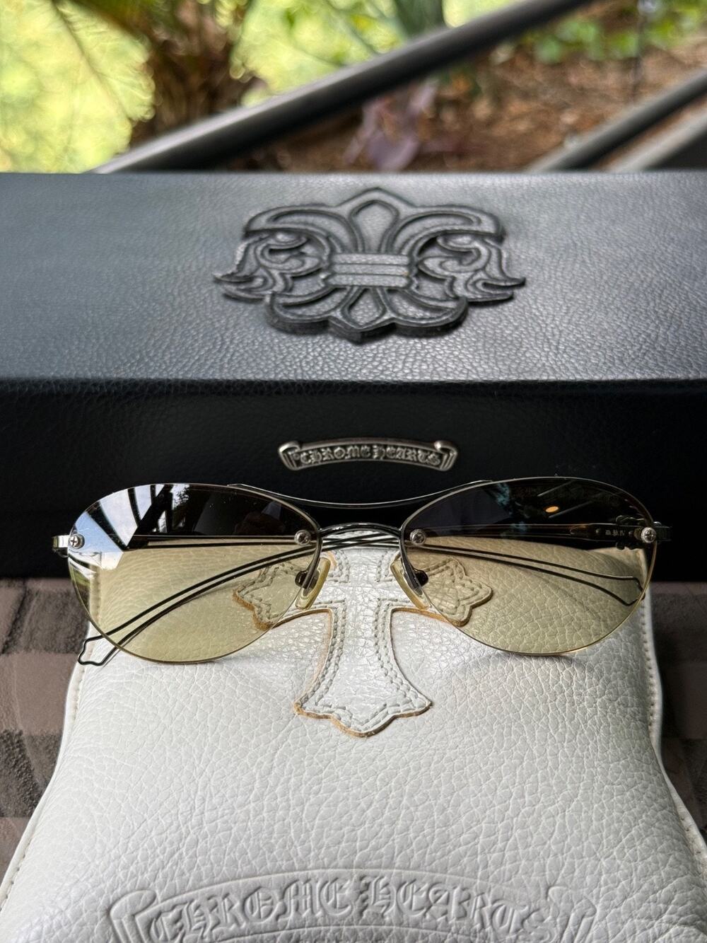 Chrome Hearts DRAG PIPE IV Sunglasses Rimless Gunmetal Brown Gradient Rare